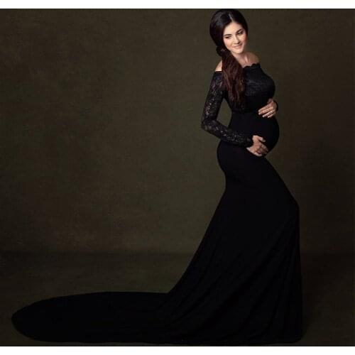 Sexy Lace Maternity Dresses For Photo Shoot Maxi Pregnancy Gown Long Pregnant Women Dress Photography Props For Baby Shower 2020