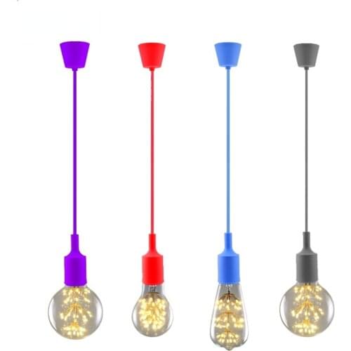 E27 Silicone Chandelier with Wire Dining Room Bedroom Living Room Childrens Room Coffee Shop Multicolor Chandelier Wire2*0.75mm