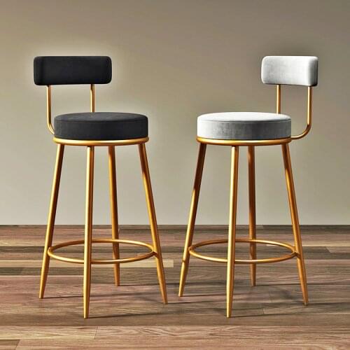 Nordic Light Luxury Bar Chair Home Backrest Dining High Chair Modern Minimalist Coffee Stool