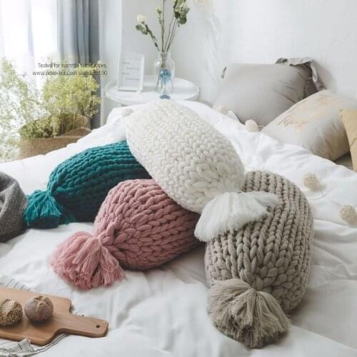 Modern And Simple Woven Soft Thick Cotton Thread Pillow Solid Color Sofa Cushion Pillow Creative Home Decoration With Core