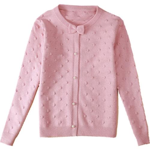2021 Spring Childrens Clothes Girls Sweaters Casual Solid Long Sleeve Baby Girl Knitted Cardigan Sweaters For Girls Big Kids