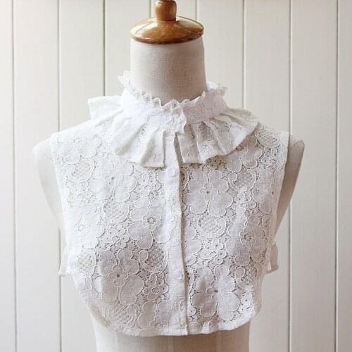 YSMILE Y Women Sweet Cute Lace Stand Collar Detachable Collar White All Match Remove Office Lady Shirt Blouse Decoration Collar