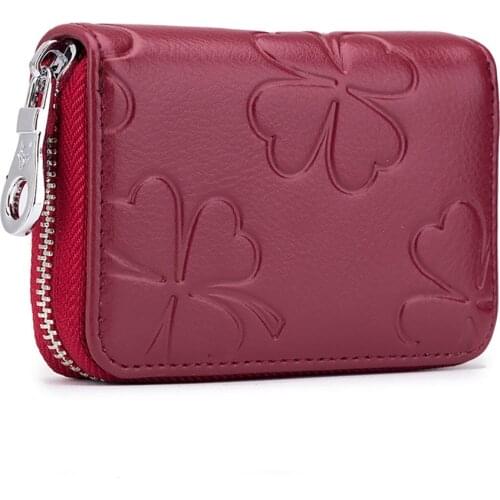 Women Card Holder Wallet Genuine Leather Credit Card Package Zipper Coin Purse Man Business Card Organizer Bag For ID Bus Card