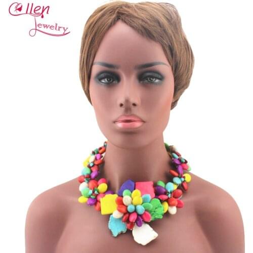 Handmade Chunky necklace Wedding Jewelry Sets Nigerian Beaded Wedding Bridal Necklace Jewelry Sets Free Shipping W13184