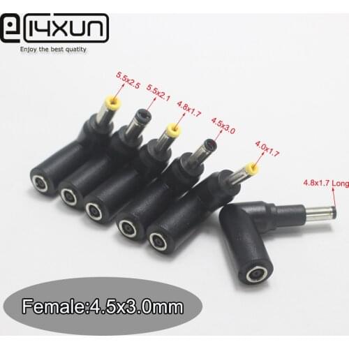 1pcs DC 4.5x3.0mm female socket to 5.5x2.5 5.5x2.1 4.8x1.7 4.5x3.0 4.0x1.7 Right Angle plug DC Power Charger Adapter Connector