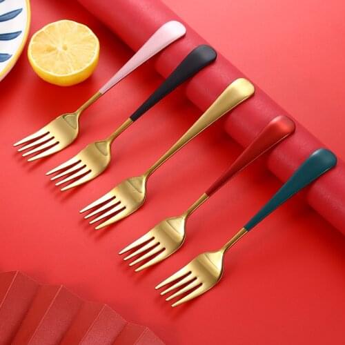 1PC Fruit Cake Dessert Ice Cream Mini Forks Korean Stainless Steel Tableware Dinnerware Restaurant Home Kitchen Accessories