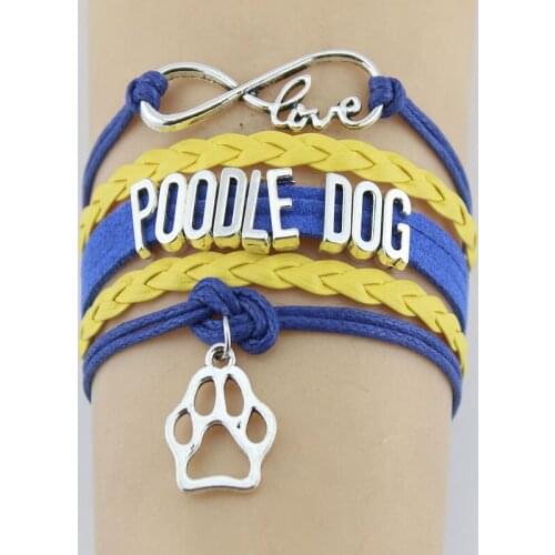 10PC/lot Infinity Love Poodles Mom Paw Charm Wrap Bracelets Dog Paw Print Charms Animal Bracelet Women&Men Bracelets Jewelry