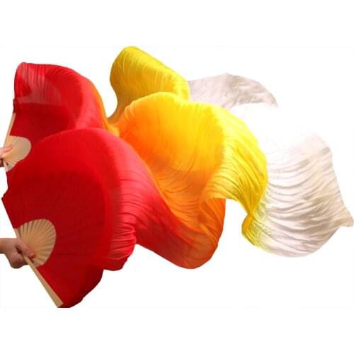 2016 High Quality Silk Belly Dance Fan Dance 100% Real Silk Veils Left+right blue Colors hot SAL red orange yellow white