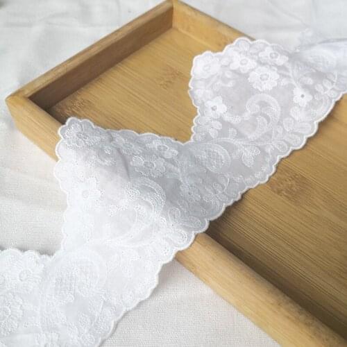 7 Yards 3cm White Flower Cotton Mesh Lace Fabric Clothing Decoration Handmade DIY Garment Needlework Sewing Underwear H58