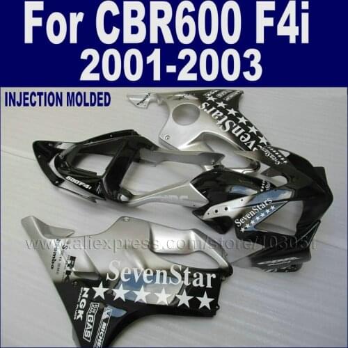 7gifts ABS motorcycle fairings kit for Honda 2001 2002 2003 CBR 600 F4i 01 02 03 cbr 600 f4i black silver sevenstars fairing kit
