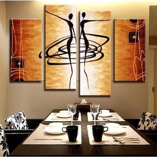 4 Pcs Combined Abstract Canvas Art Dancers Canvas Wall Painting Home Room Decor Art Picture Poster Unframed Free Shipping