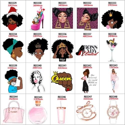 Afro Fashion Black Women Printed Planar Resin FlatBack Magic Cabochon 30pcs/lot Jewelry Phone Decor Kids DIY Art Craft Supplies