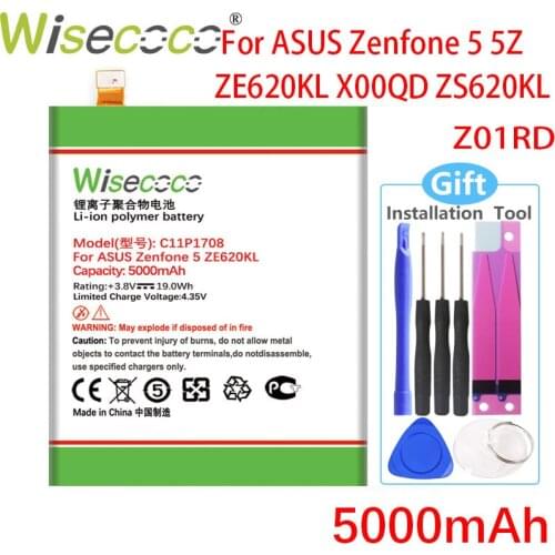Wisecoco C11P1708 5000mAh New Battery For ASUS Zenfone 5 5Z ZE620KL Z01RD lite 5Q ZC600KL X017D Phone