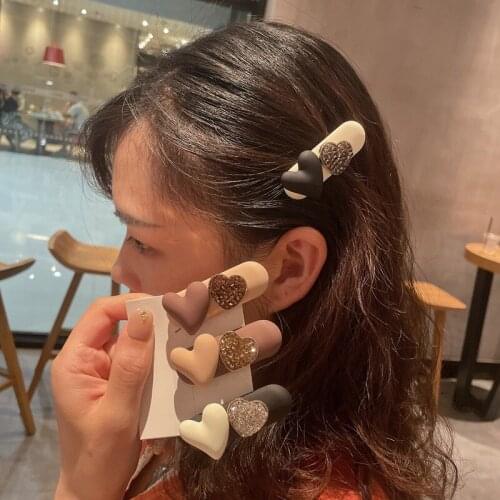 Cream color love hair clip bangs side hair clip accessories cute simple girl side clip top clip Korean hair accessories female