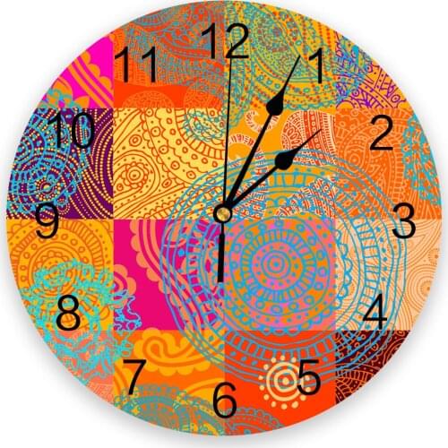 Color Circle Ethnic Retro 3d Wall Clock Modern Design Farmhouse Decor Kitchen Vintage PVC Round Clock Living Room Decoration