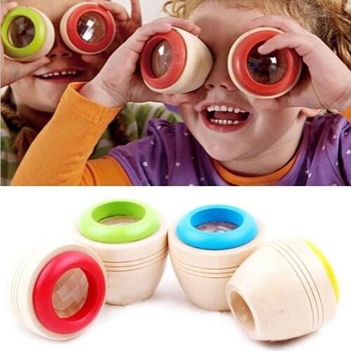 Wooden Magic Kaleidoscope Effect Polygon Prism Kids Learning Educational Toy Learning Puzzle Toy Children magic Kaleidoscope