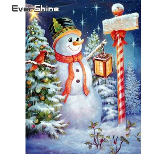 Evershine Diamond Painting Snowman Full Square Mosaic Embroidery Cartoon 5D DIY Cross Stitch Winter Home Decoration