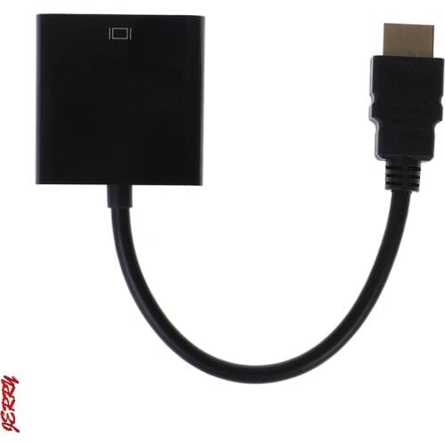 Black HDMI-compatible to VGA adapter cable Projector monitor HD converter cable