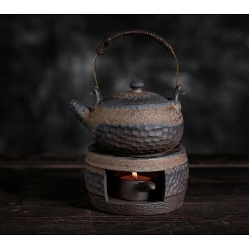 Stoneware Warm Tea Stove Japanese Handmade Retro Tea Warmer Boiling Teapot Ceramic Kung Fu Tea Warmer Tea Set