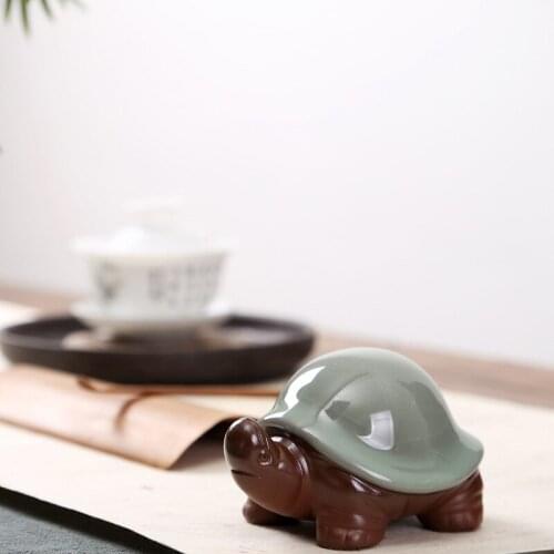 Ceramic Figurines Tea Pet Tea Tortoise Cuckold Zen Tea Set Chinese Animal Cute Modern Style Home Decor