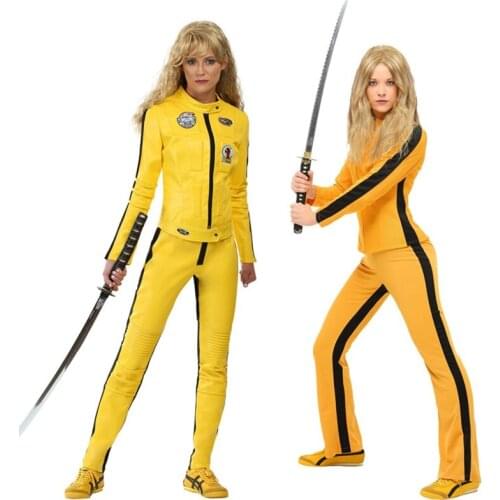 Movie Kill Bill The Bride Beatrix Kiddo Cosplay Costume Kung Fu Jumpsuit for Women Halloween Carnival Mardi Gras Costumes