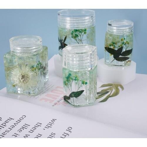 Cuboid Round Column Bottle Silicone Mold Jewelry Accessories Bottle Storage Box Uv Resin Mould Diy Handmade Bottle Mold