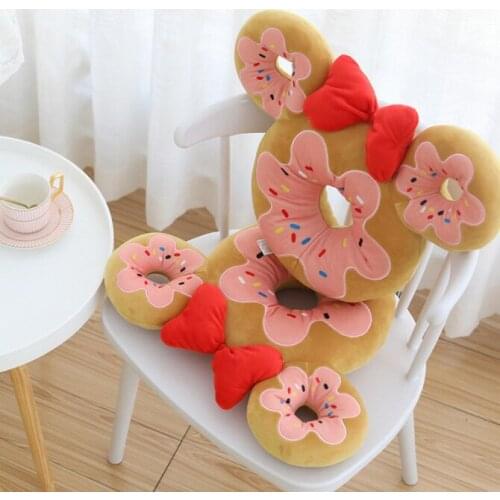 Kawaii Pink Girls Sleep Pillow Cartoon Donut Design Romantic Gift Pillow Girls Room Decoration Indoor Chair Cushion