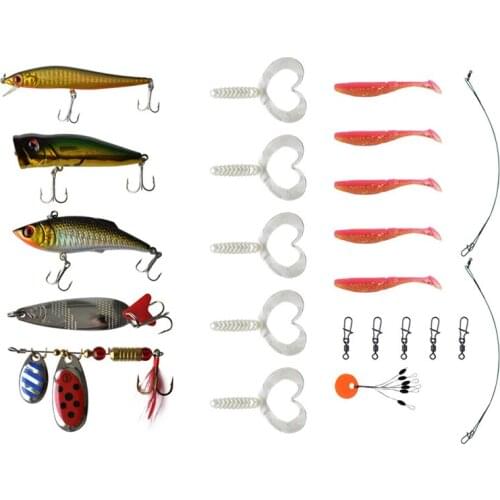 Fishing Bait 14 Piece Set Freshwater Seawater Fake Bait Cocktail Sequin Hard Bait Soft Insect Mino Bait Fishing Lure Kit