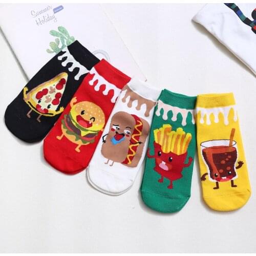 Cute Socks Women Cartoon Fruits Food Short Cotton Japanese Harajuku Funny Happy Socks Boat Socks kawaii Ankle Sox Comfortable