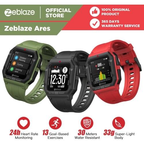 NEW 2021 Zeblaze Ares Smart Watch Bluetooth Smartwatch 3 ATM Heart Rate Tracking 15Days Battery Life Watch For Android IOS Phone