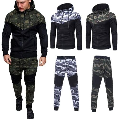 Autumn Winter Men´s Fashion Athletic Tracksuit Sets Full Zip Gradient Jogging Sweatsuits Top 2020