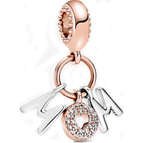 Authentic 925 Sterling Silver Mum Letters Dangle Charm Fit Original Bracelet For Women DIY Jewelry S925 pan Beads