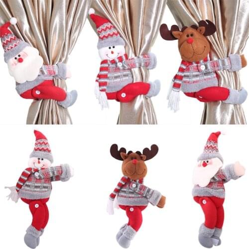 Christmas Curtain Holder Merry Christmas Decorations for Home Ornaments New Year 2022 Santa Claus Curtain Home Decor Navidad