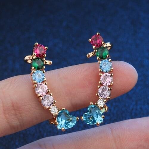 Black Gold Copper Colorful Cubic Zirconia Clip Earrings Fashion Jewelry Earring Female Wedding Party Gift For Womens jewelry