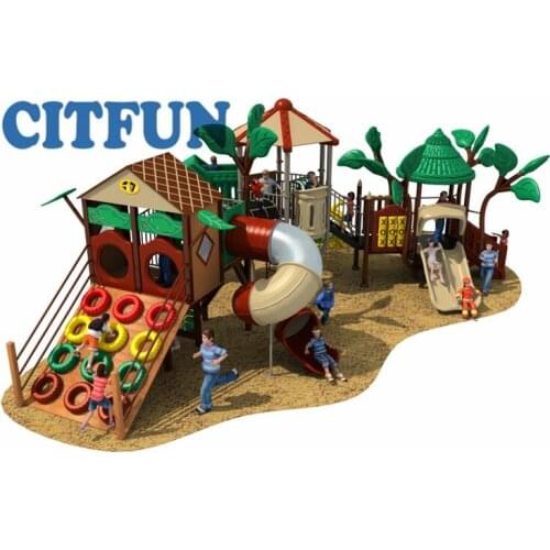Jungle Theme kids climbing net slip and slide,kids playground outdoor ,climb playground for garden slide OP18H-024A