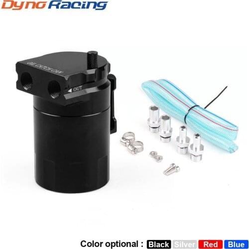 Universal Baffled Aluminum Oil Catch Can Reservoir Tank / Oil Tank with 9mm&15mm Fittings and Oil Dipstick