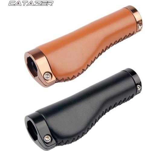 Cycling Handlebar Grips MTB BMX Road Anti-Skid PU Leather Bicycle Grips Mountain Bike Lock on Bicycle Handlebar End Grips
