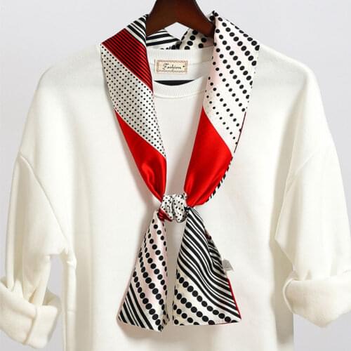VIANOSI 2020 Newest Plaid Silk Scarf Women Print Long Scarves Fashion Stripe Sports Hair Styling