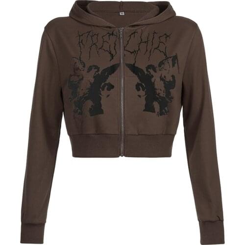 Womens Casual Zip Up Hoodie Cardigan Stylish Printed Long Sleeve Hooded Sweatshirt Spring Autumn Ladies Short Hoodie Jacket