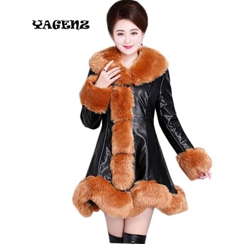 Hot Sale Winter Womens Faux Fur High Quality Faux Sheepskin Coats Keep Warm With Fur Fox Collars Slim Female Furs Plus Size