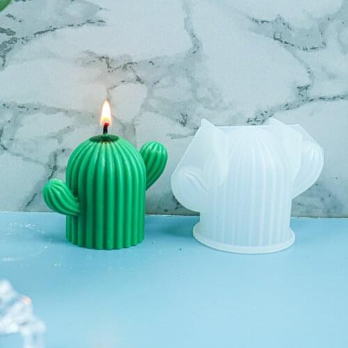 1pc Cactus Scented Candle Mold 3D Cactus Silicone Moul DIY Clay Craft UV Moulds For Chocolate Cake Mold Candle Making Kit