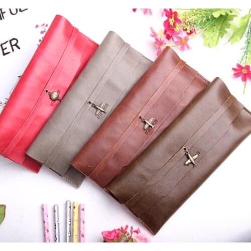 1PC Vintage storage pen & pencils bag Stationery PU pencil bags Office accessories School escolar papelaria supplies (ss-1536)