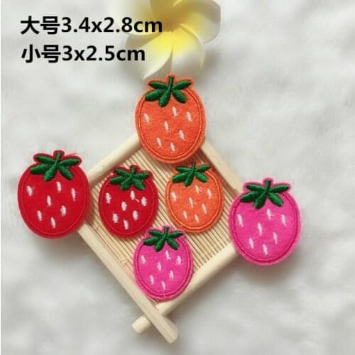 100pcs/lot Embroidery Patches Cute Strawberry DIY Fruit Clothing Accessories Badge Appliques Iron on Heat Transfer