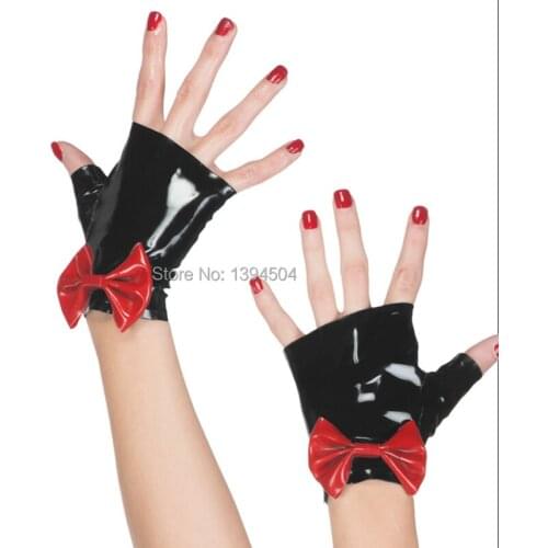 2019 Sexy cute Hot New Gothic Sexy Women short Gloves Bow-knot Adult Fetish Wrist Cekc No Fingers Female Zentai Customized size