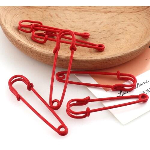 Red color Safety pins 50*14mm Large pins Jewelry Earring pins unique Design Metal Safety Pins for Women Garment Fashion design