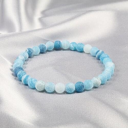 Buddhism Bracelet Natural Stone Weathered Beaded Blue Bracelets Bangles Reiki Chakra Men Women Charm Bracelet Match Jewelry Gift