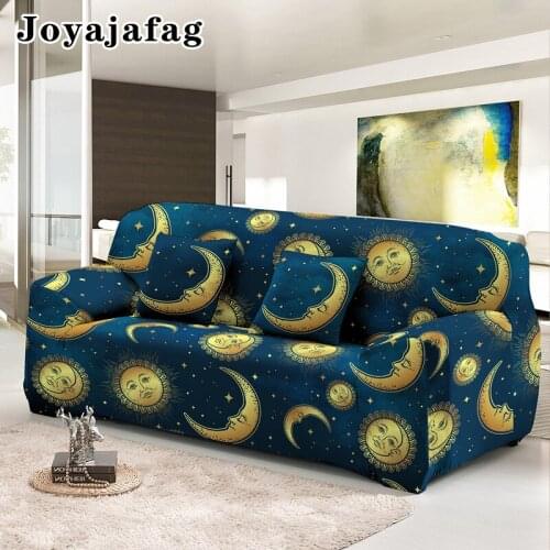 Boho Sun And Moon Elastic Sofa Cover For Living Room All-Inclusive Sectional Couch Covers 1/2/3/4 Seat L Shape Slipcover