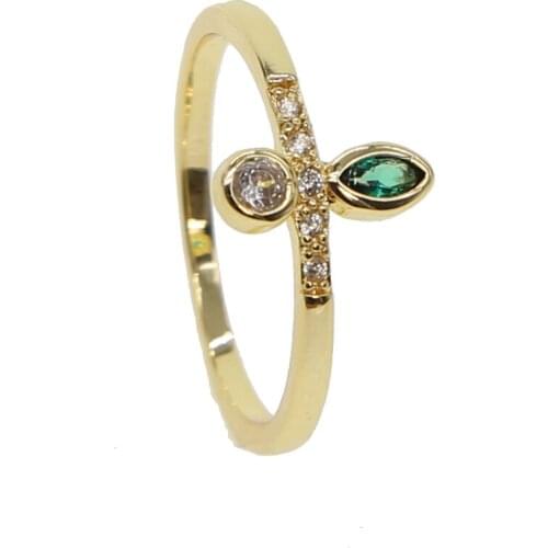 HOT gold filled skinny band thin delicate rings marquise green stone Bar and big cz fashion minimalist rings for girl women gift