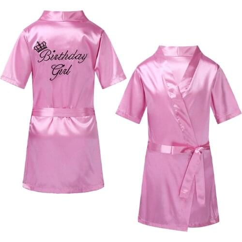 Girls Robes Kids Silk Satin Wedding Bride Flower Girls Kimono Bathrobe Nightgown Childrens Birthday Party Spa Robes Pajama