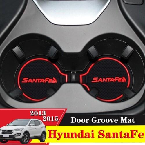 19PCS For Hyundai Santa Fe IX45 2013 2014 2015 Car Accessories Gate Slot Pad Rubber Anti-Slip Non-Slip Mat Door Groove Mat